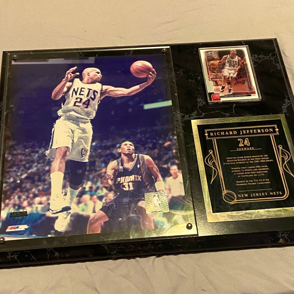 Richard Jefferson New Jersey Nets Vintage NBA Marble Plaque.